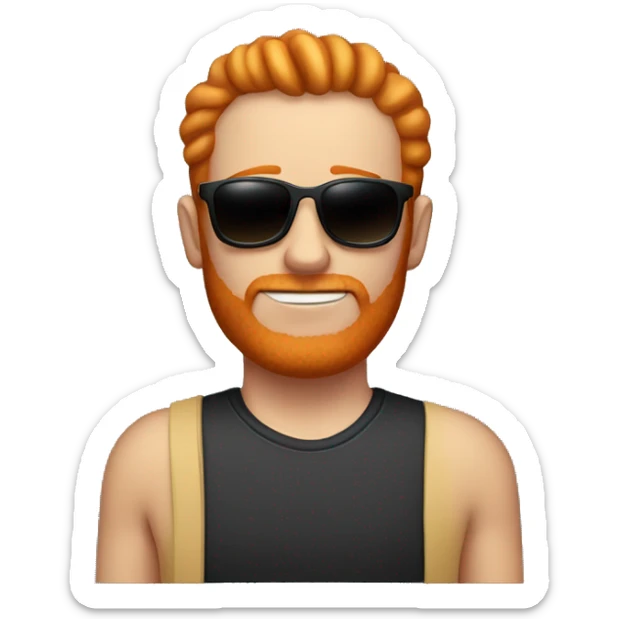 ginger man with little facial hear and sunglasses, should have little hair.should be middle aged sticker