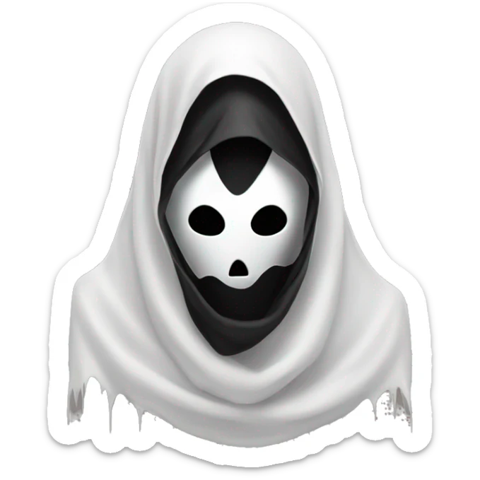 Scary long Ghost mask and black headscarf horror movie villain sticker
