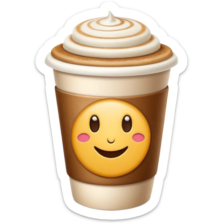 cappuccino takeaway cup with a domed lid and latte art, cozy and inviting emoji sticker