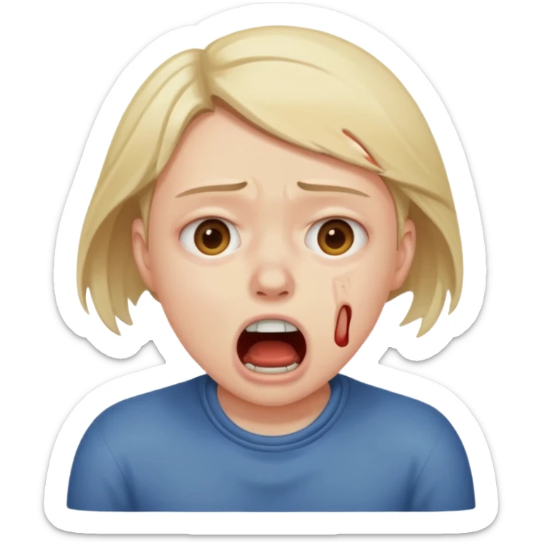 emoji of a person crashing out and choking, expressive face, clear distress sticker
