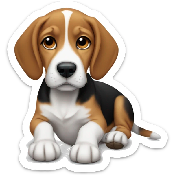 Beagle puppy laying sticker