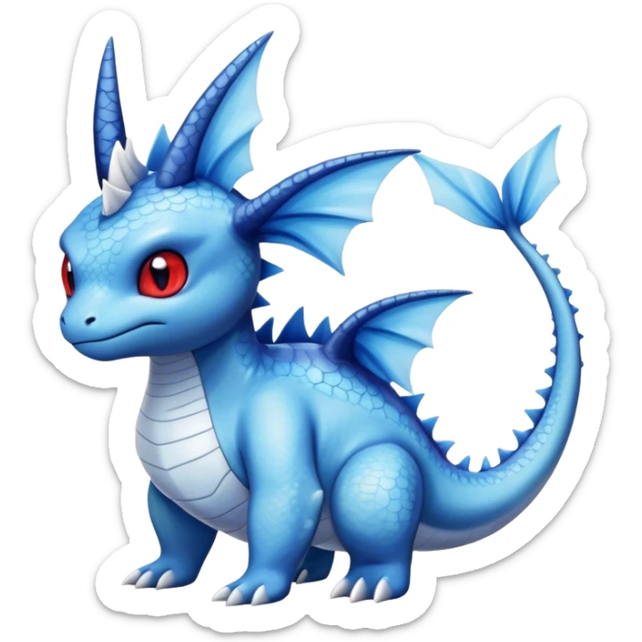 Edgy cool Lapras-Vaporeon-hybrid full body, four legs, red eyes,  sticker