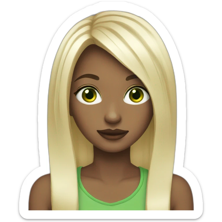 girl green eyes long hair sticker