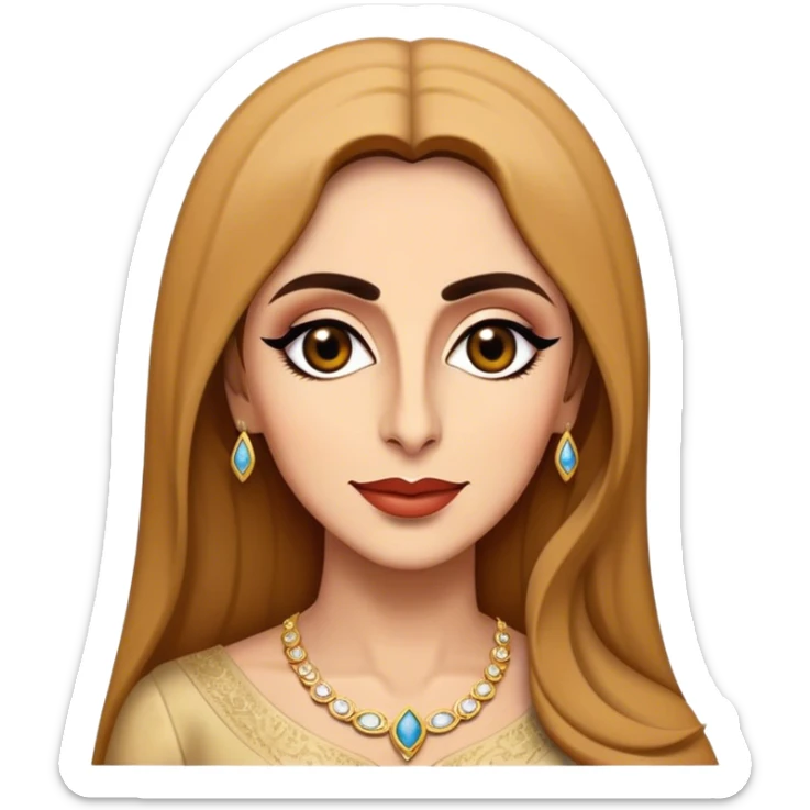 Cinematic Realistic Fairuz Portrait Emoji, depicted as an iconic Lebanese singer with graceful soulful expression and elegant attire, rendered with lifelike textures and warm radiant lighting that captures her timeless musical allure. sticker