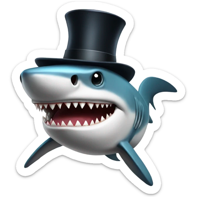 Shark with a top hat sticker
