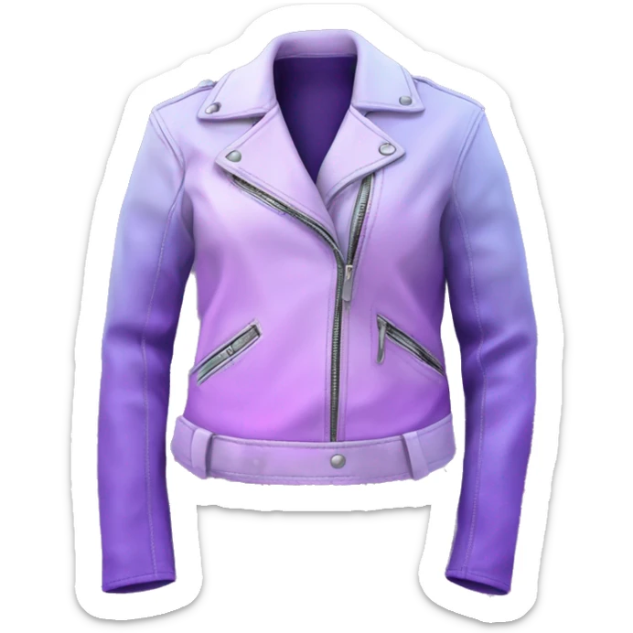 Realistic isolated side view of an open lavender to pastel purple ombre fashion leather jacket sticker