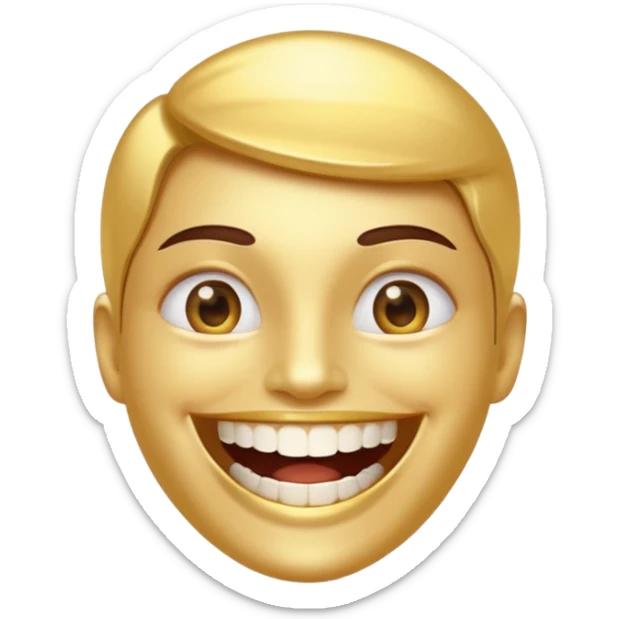 personnage avec un grand sourire, dents en or qui brillent sticker