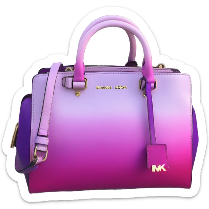 Realistic bright magenta to purple ombre Michael kors satchel purse. sticker