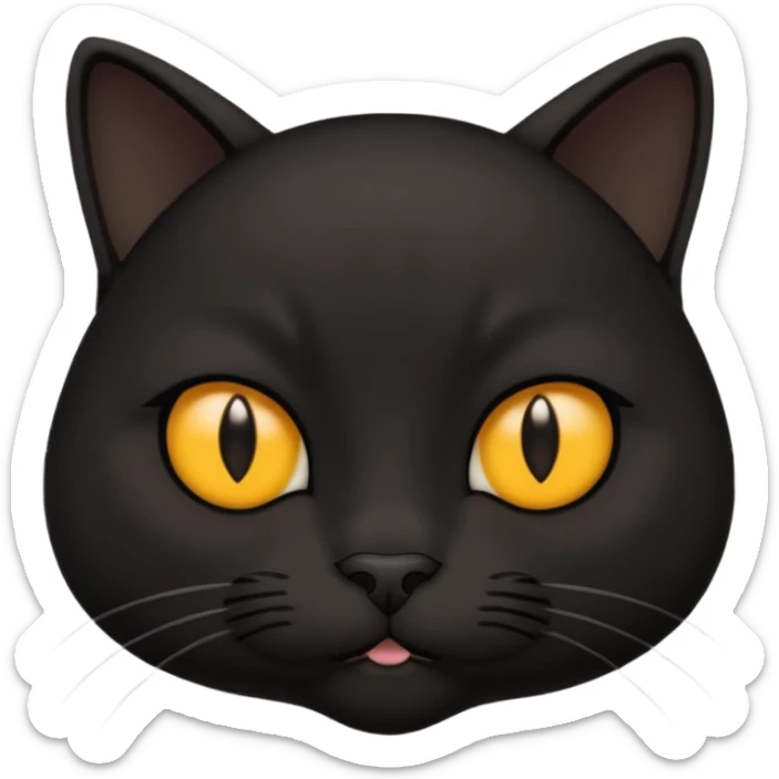 The face of a black cat with a hip frown (thin cheeks, not much hair) sticker