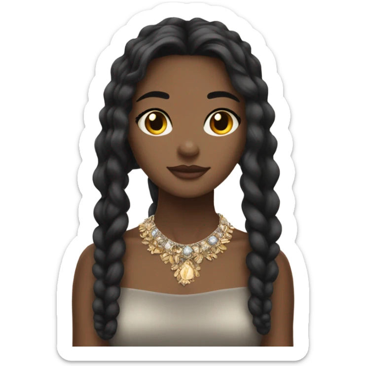 black-haired girl looking down at blonde girl with jewelry sticker