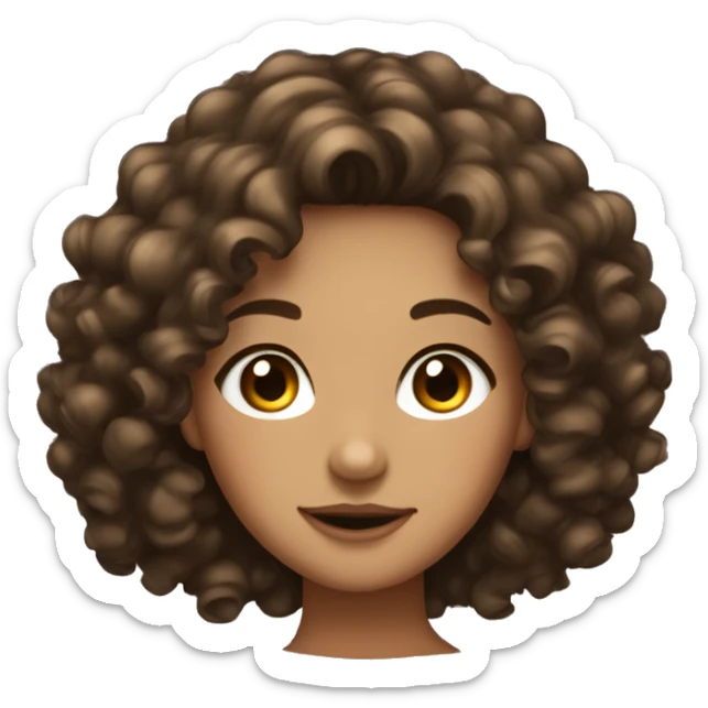 pretty tan girl with curly hair, long lashes and really dark brown sticker
