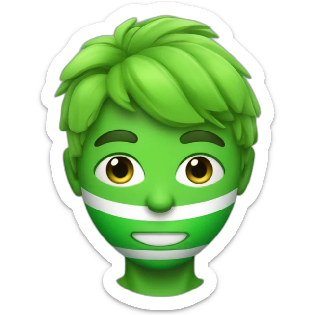 Little guy soccer mascot dressed in green with penacho and green lines under eyes sticker