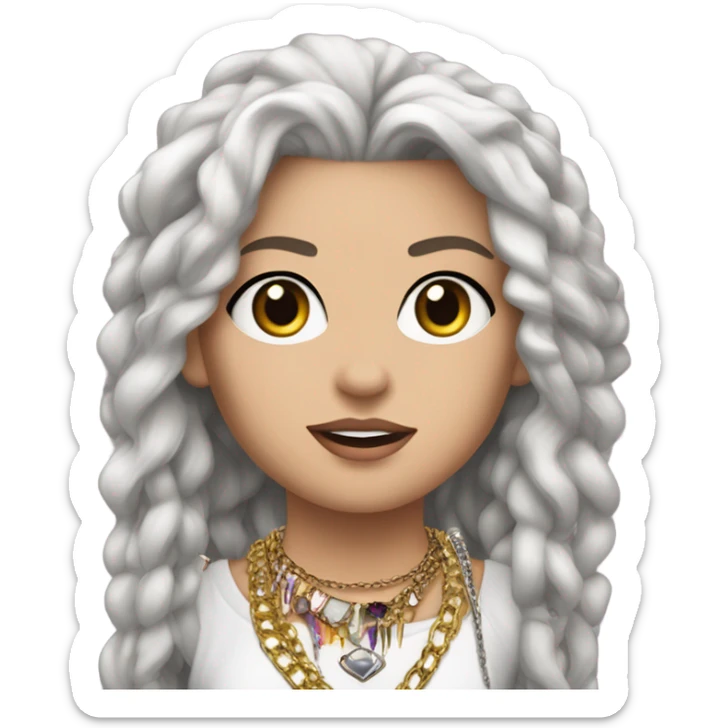 I am a whitr girl Use my image i am Deborah as a Queen of rock with jewelry sticker