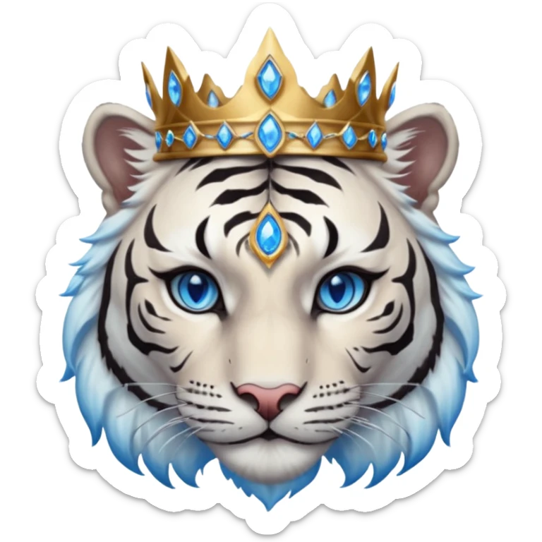 ESO Female white/black tiger khajiit leader of the umbral rose, glowing blue eyes, glowing blue 'third eye' gem, something symbolizing leadership ruling  sticker