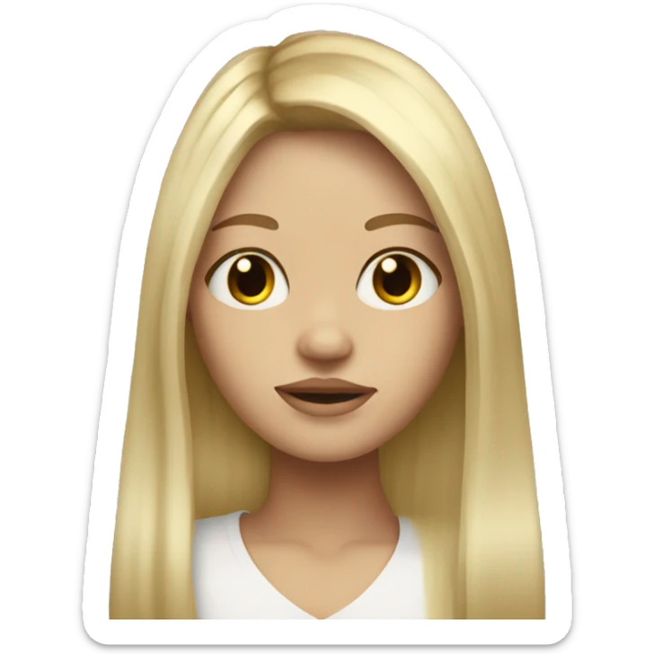 blonde long hair  girl with curtain bangs and freckles  sticker