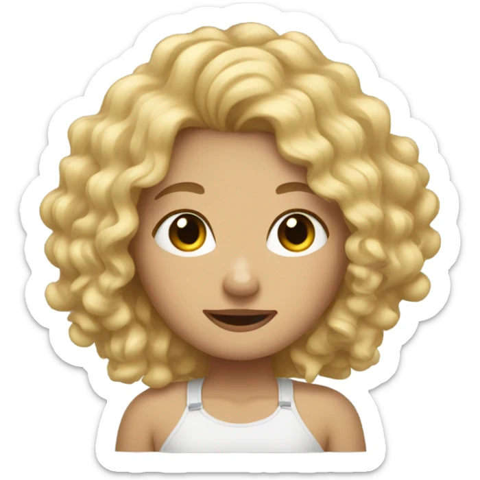 blonde curly hair girl with itchy skin sticker