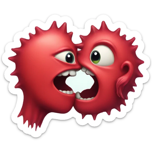 Kissing monster kissing sticker