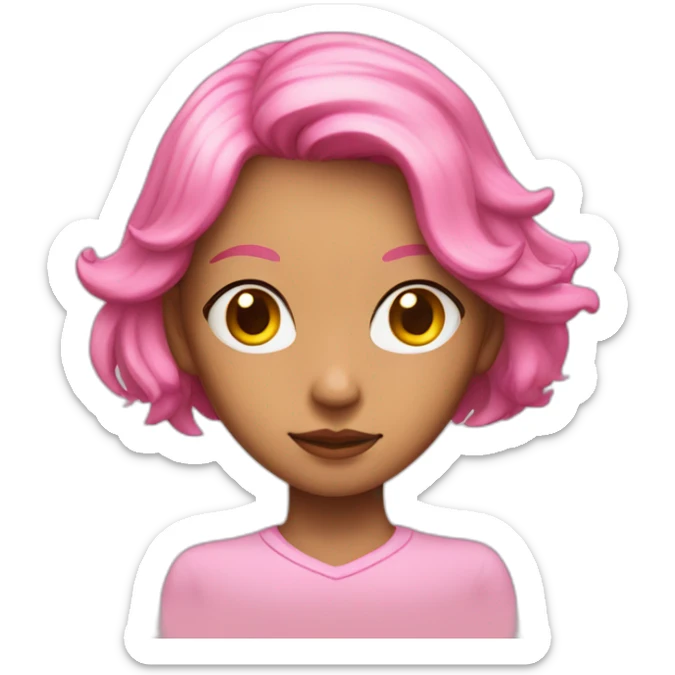 Mina is a teenage girl with pinkish skin, yellow eyes, and short pink hair with yellow antennae. sticker