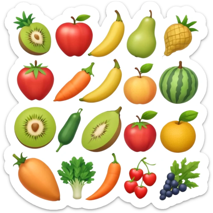 Emoji of checklist with healthy food icons, nutrition planning, flat minimal emoji, pastel colors sticker