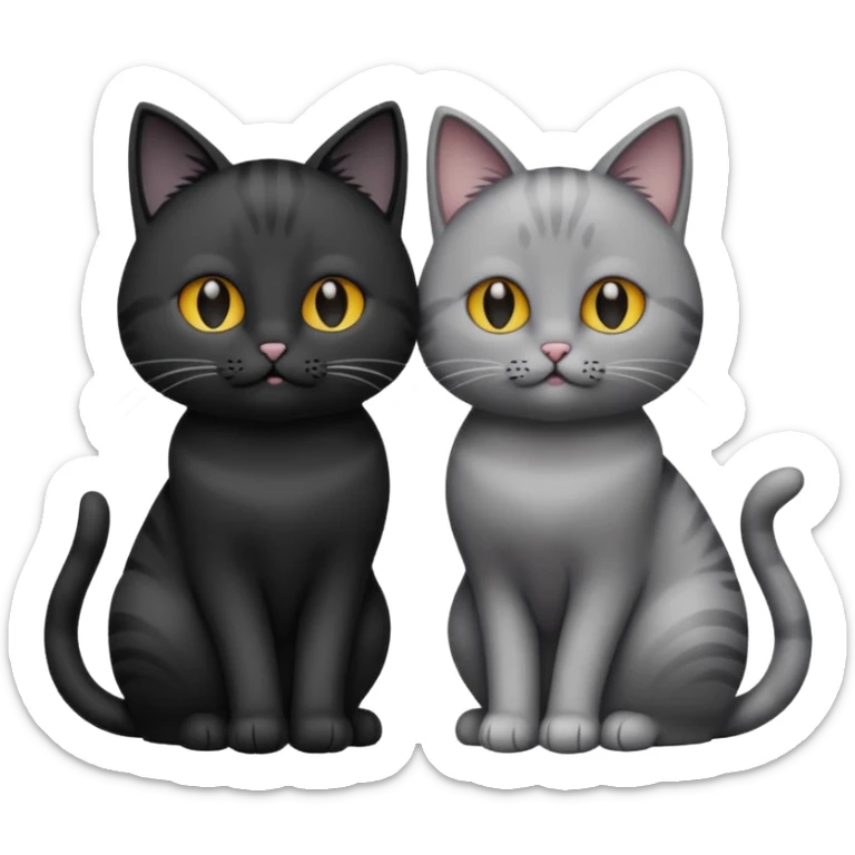 You can make an emoji of two cats looking at each other, one black and the other gray. sticker
