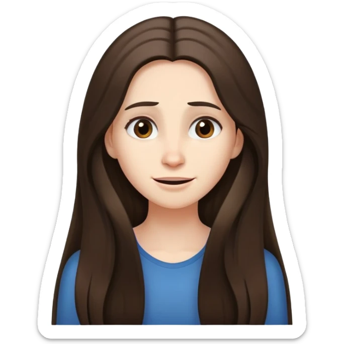 Very long hair Brunette with white skin worried but happy sticker