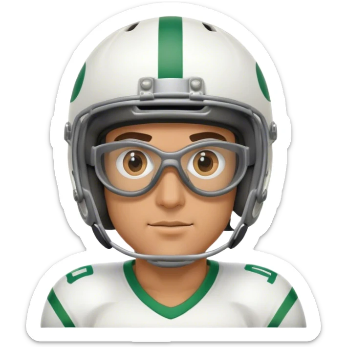  Italian guy wearing sports goggles and a football helmet sticker