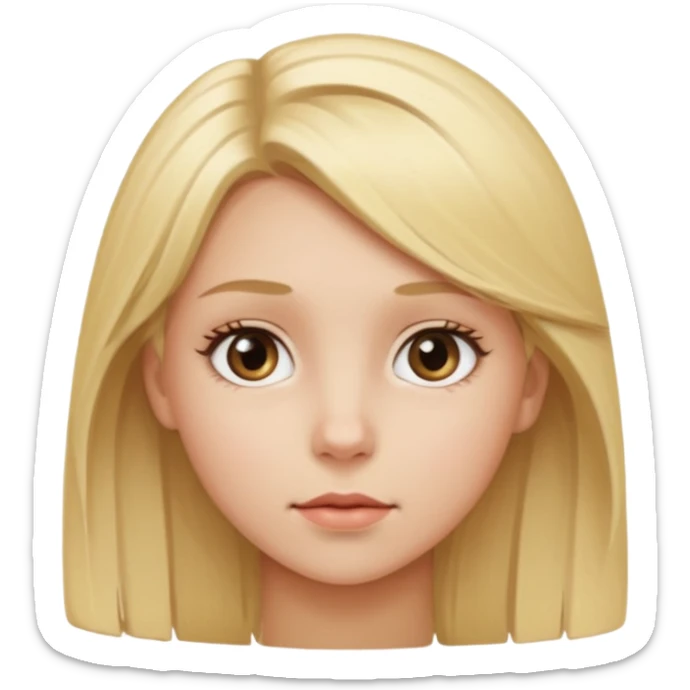 girl with blond hair and her eyes looking to the side and not straight ahead   sticker