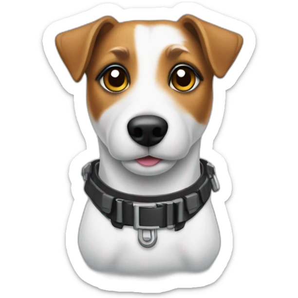 a jack russell terrier dog who works as a switchman and wears a bulletproof vest sticker