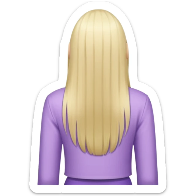 back view of a person, blonde with long straight hair, wearing pastel purple clothes sticker