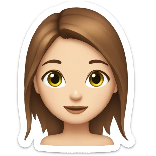 make a sticker of a girl with a cat, green eyes, girl with brown hair sticker