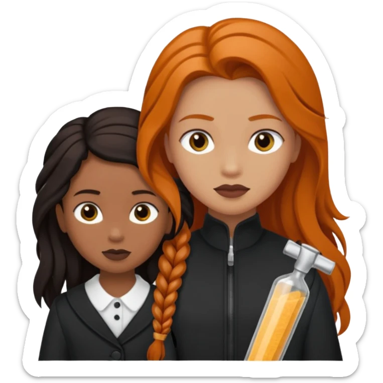 Genre moi un garçon noir roux avec un haut noire et des vanilles qui fait un câlin à. Une fille noir clair avec de longue tresses et un haut noir  sticker