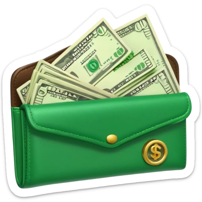 Aviator money emoji, wallet full of cash, casino vibe, premium 3D emoji style, clean, no background
 sticker