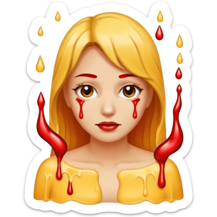 Woman dripping hot wax onto her own skin, controlled pain, ceremonial atmosphere sticker