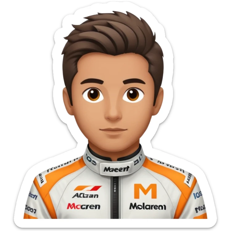 oscar piastri in a mclaren racing suit and his signature hairstyle  sticker