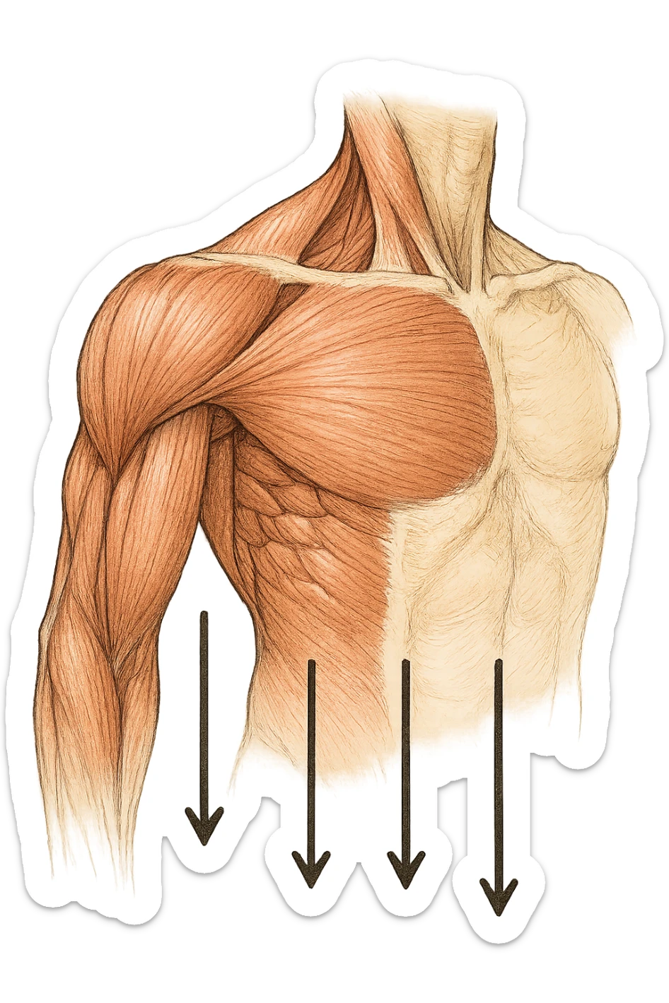 muscoli della spalla anatomia senza scritte fammi solo delle frecce ad indicare che la spalla deve abbassarsi sticker