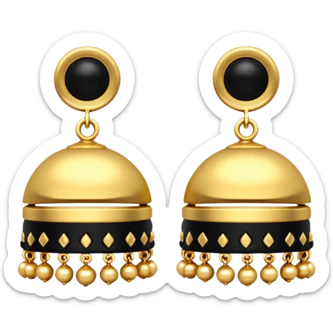 A small beautiful jhumka pair in golden black color with very  no stones design... Liie in the image.., sticker