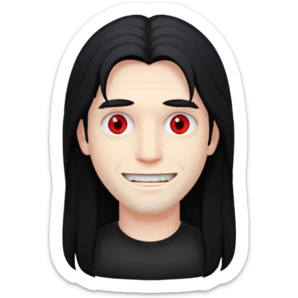 Мужчина с черными длинными волосами, и красными глазами  sticker