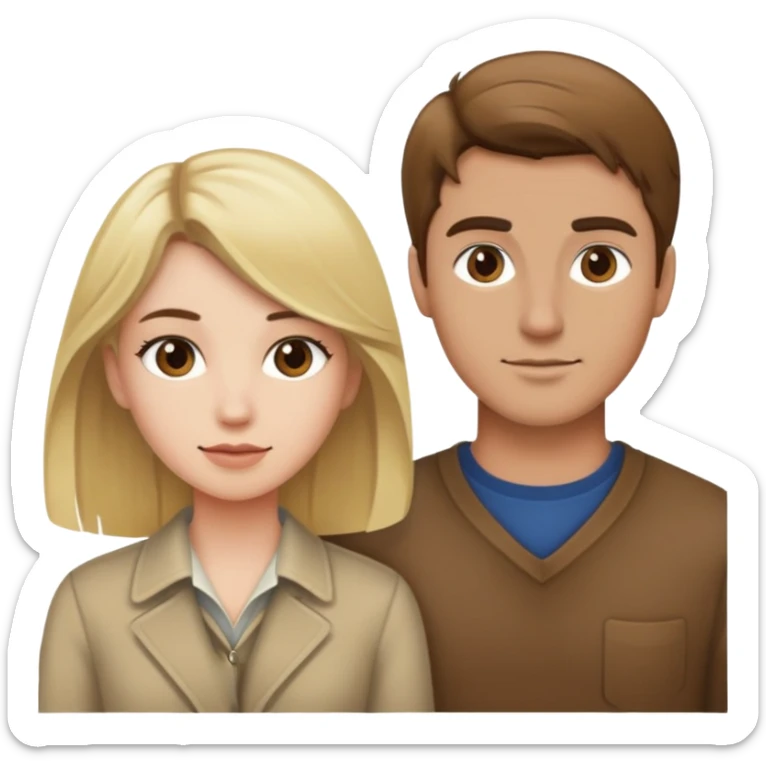 Brown hair man and blonde hair girl couple  sticker
