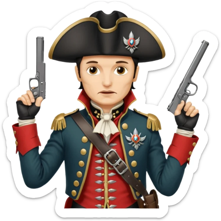 Adam Ant  is wearing a Hungarian jacket Hussar'S JACKET, holds two holsters in his hands sticker