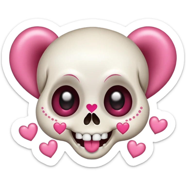 
Cute kawaii skull with a heart shaped nose and eyes are shaped as hearts cartoon -style/cute and transparent for a sticker sticker