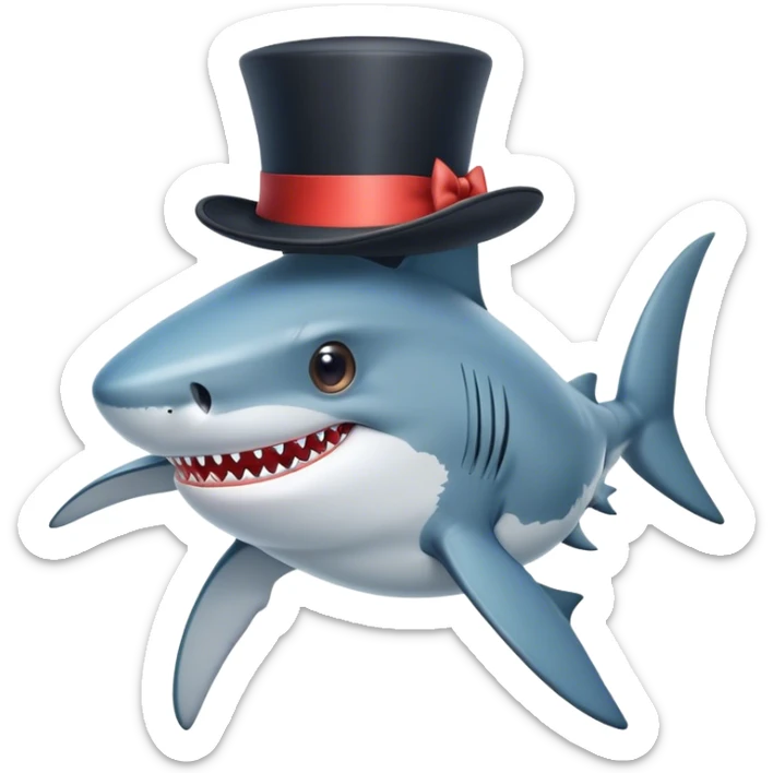 Shark with a top hat sticker