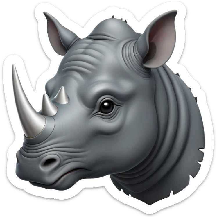 cinematic-noble--rhinoceros-portrait-emoji,slate-grey-hide-poised-and-regal,-with-a-massive,-powerful-build-and-a-thick,--deep-set-soulful-piercing-eyes,-simplified-yet-sharp-and-sophisticated-features,-highly-detailed,-large-black-eyes, white horn sticker