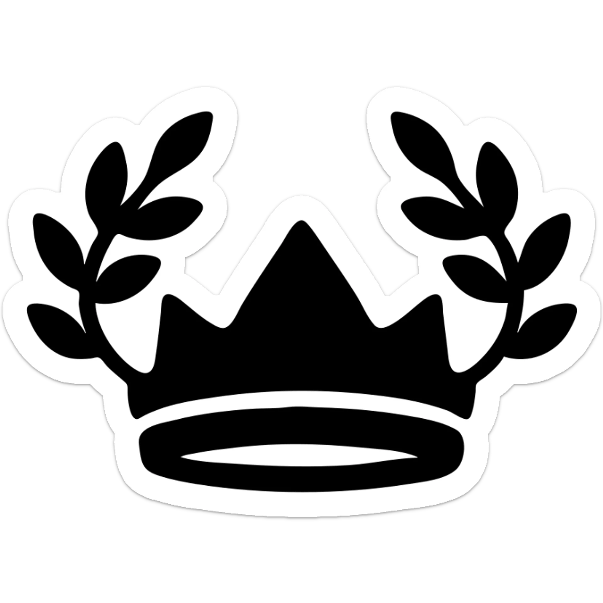 minimal icon of a Greek god crown with more perspective, laurel leaves arranged more horizontally, in silver color, type 1 sticker