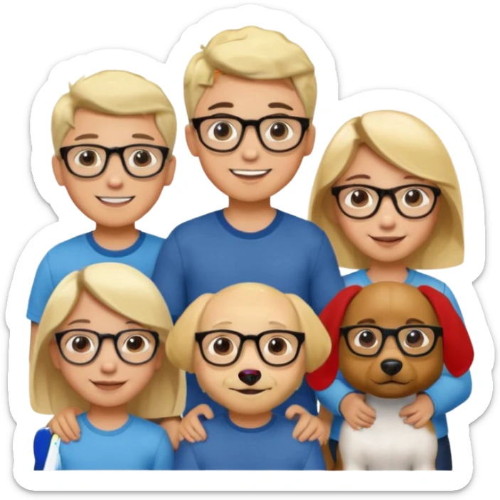 Friend group (three blondes, a dog, a Hispanic and a little Jew with glasses) sticker