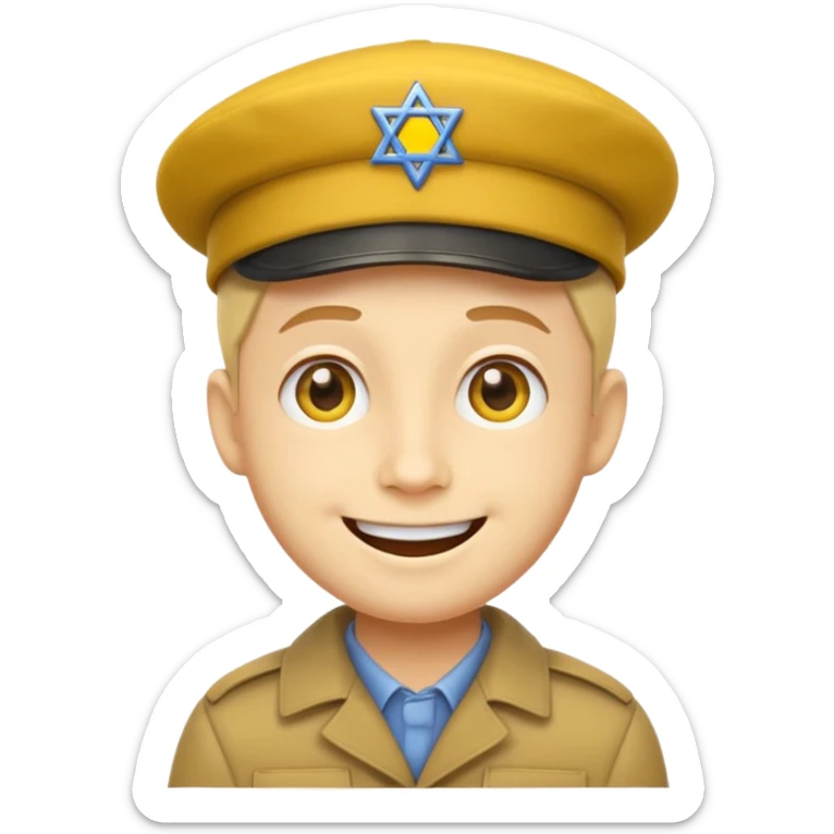 Smile face klasyczny ten żółty, klasyczna emotka messengerowa, lecz z pejsami i beretem żydowskim  sticker