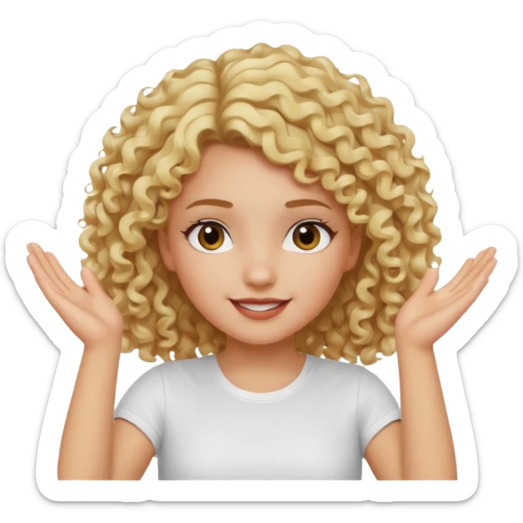 Not guilty hands up smirk girl curly blonde haie sticker