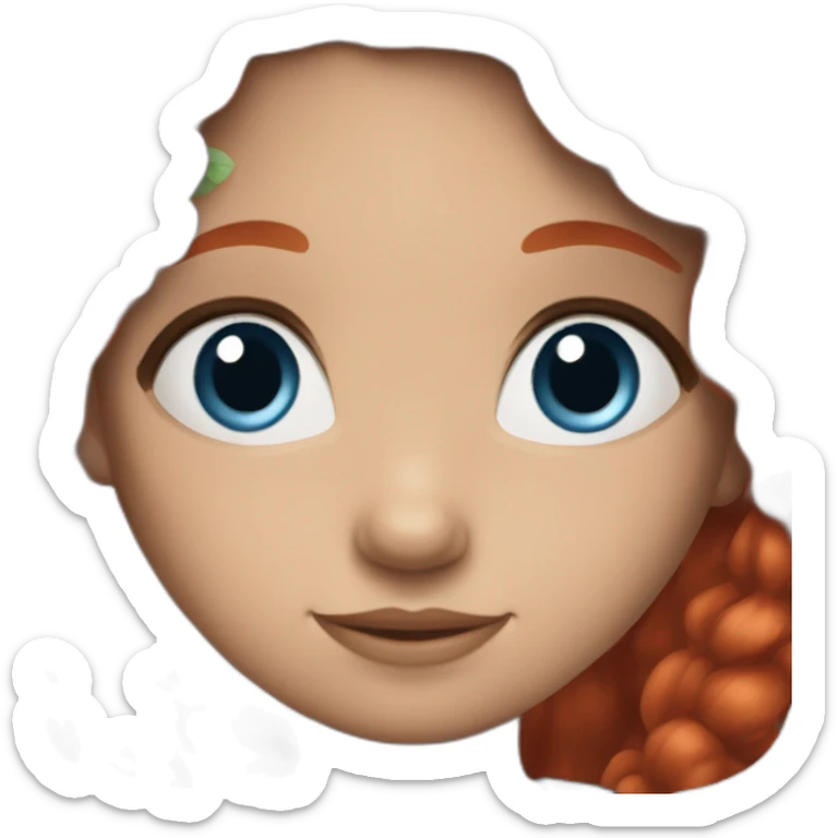 5 years old girl with red hair, blue and gray eyes, red dress sticker
