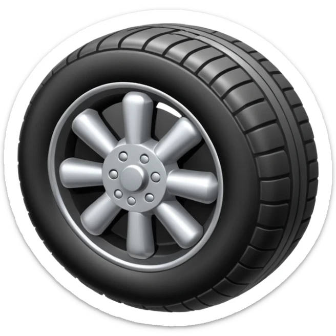 The aircraft's landing gear is one inflated, plump wheel with a strut, black in color, cartoon-style, isometric sticker