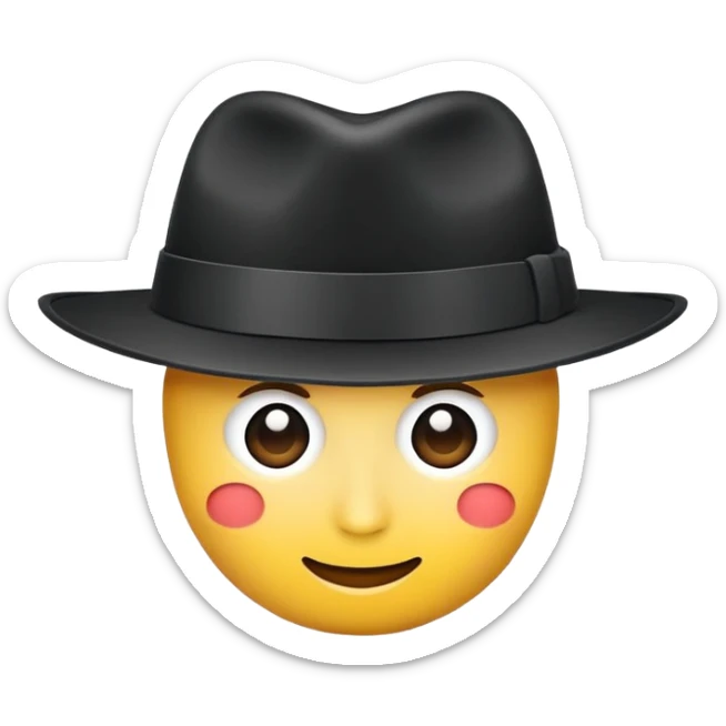 A fedora emoji in the style of Apple emojis, with a sleek and modern look, black color. sticker