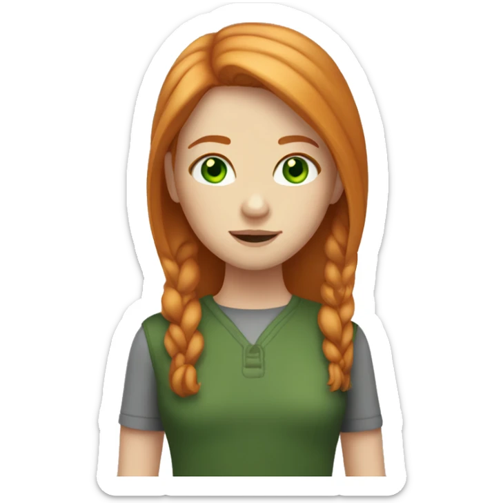 Girl with straight ginger hair and green eyes sticker